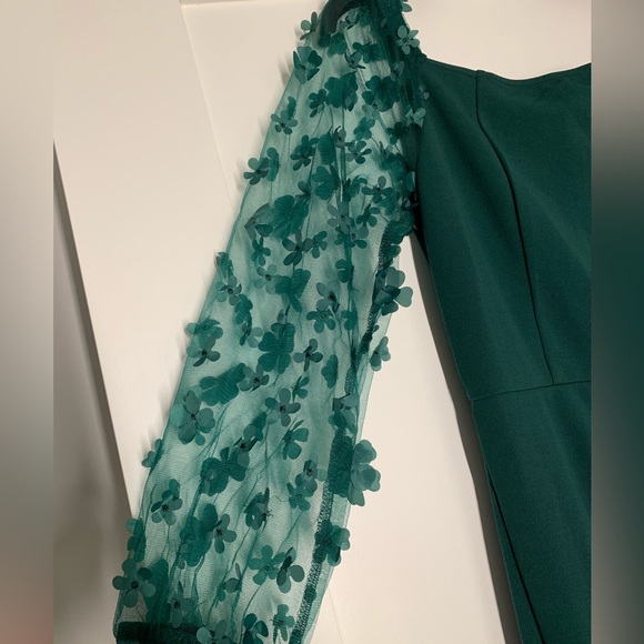 NWT Dark Green Floral Formal Dress - Picture 6 of 6